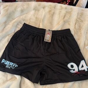 Puerto Rico Black Athletic Men's Shorts